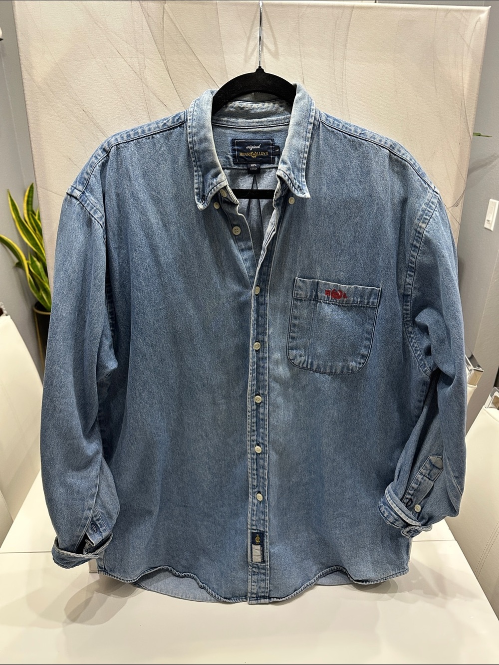 Vintage Henri Lloyd Blue Denim Long Sleeve Button Down Shirt L